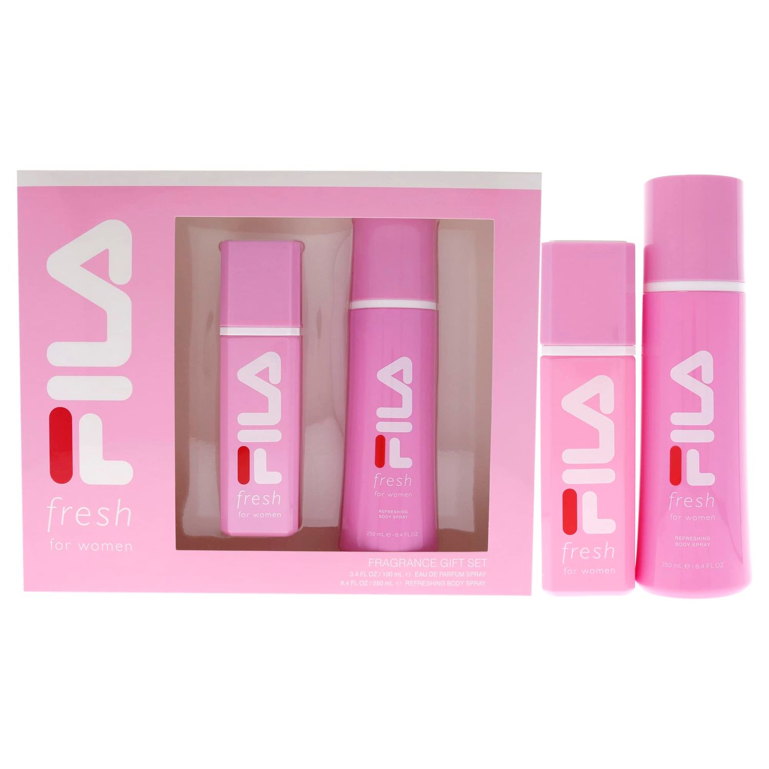 Fila Fragrance Giftset for Women - Cool, Clean And Refreshing Fragrance And Body Mist - Extra Strength, Long Lasting Scent Payoff - Trendy, Rectangular, Streamlined, Portable Bottle Design - 2 Pc