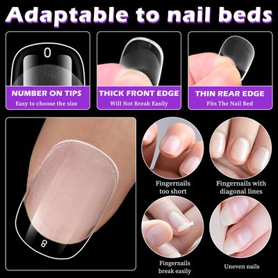 LoveOurHome 360pc Extra Short Squoval Nail Tips Clear Fake Nails XS Short Round Square Gel Nail Tips Full Cover Acrylic Nails Clear Press on Nails 15 Sizes False Fingernail for Gel Nail Extension