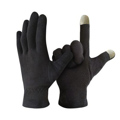 Evridwear 100 Cotton Touchscreen Moisturizing Beauty Gloves with Elastic Cuff, Natural Cosmetic Therapy Gloves for Eczema SPA Dry Hands Care Overnight (Black, Medium) 2 Pairs