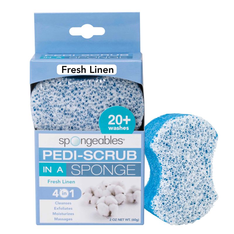 Spongables Pedi Scrub Foot Exfoliating 20 Wash Sponge, Fresh Linen, 1 Count