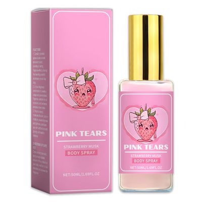 WMYCBFH Pink Tears Body Mist, strawberry perfumes for women, Long Lasting Refreshing Aroma, Hydrating Lightweight, 1.69Fl oz (1PCS)
