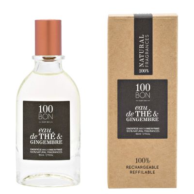 100BON Eau De The &amp; Gingembre - Tea &amp; Ginger Fragrance for Women &amp; Men - Energizing Organic Sweet, Citrus &amp; Spicy Notes - 100 Natural Concentrate Spray, 1.7 Fl Oz
