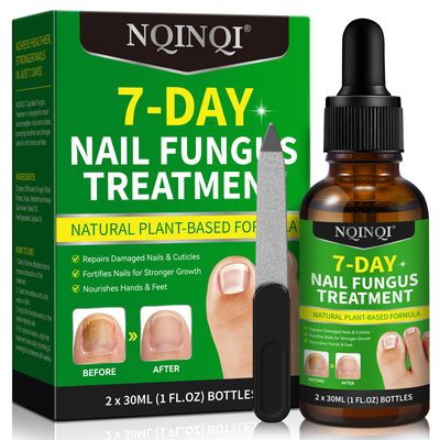 NQINQI 7 Days Nail Fungus Treatment, Fungi Nail Liquid Maximum Strength, Ginger Cuticle Care Oil for Strengthen &amp; Promote Nail Growth (2PCS)