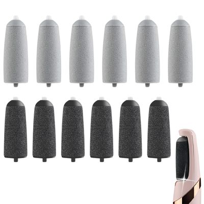 12 Pack Pedicures Replacement Heads Compatible with Finishing Touch Flawless Pedi Eelectric Tool Foot File Callus Remover Rollers Refills for Flawless Pedi (6 Coarse &amp; 6 Fine)