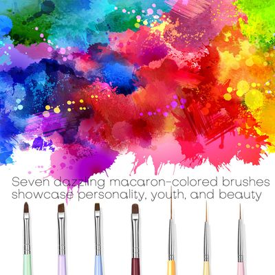 7PCS Nail Art Brushes, Nail Design Painting Brush Set with Nail Polish Brush, Nail Liner Brush, Nail Extension Gel Brush, Builder Nail Gel Brush, and Multi-Size Dotting Pens for DIY Nail Art