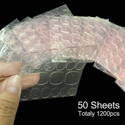 Sawvolker 50 Sheets Jelly Double Sided Nail Adhesives Tabs, Press on Nails Sticky Tabs Nail Glue Stickers Waterproof Breathable Flexible for Manicure
