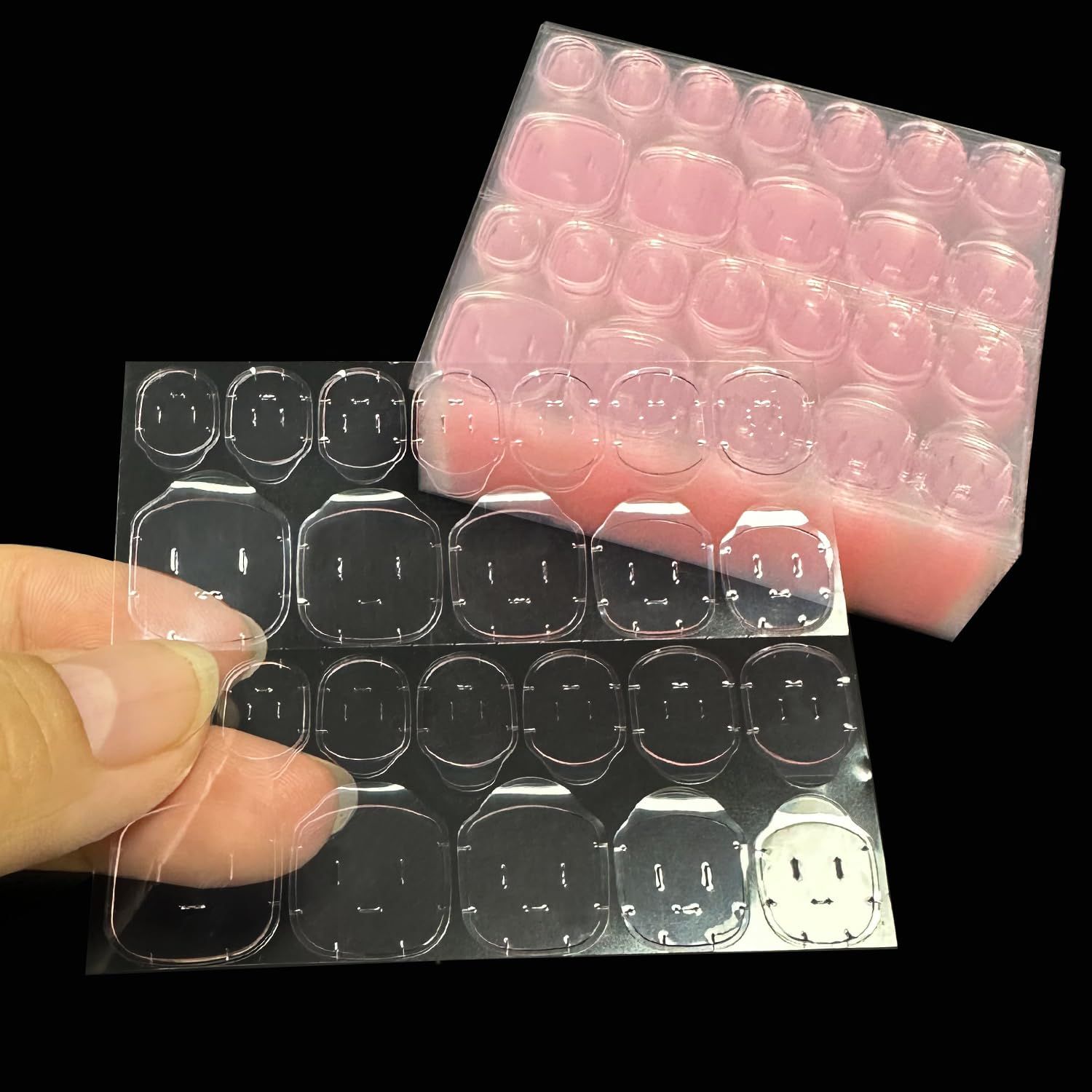 Sawvolker 50 Sheets Jelly Double Sided Nail Adhesives Tabs, Press on Nails Sticky Tabs Nail Glue Stickers Waterproof Breathable Flexible for Manicure