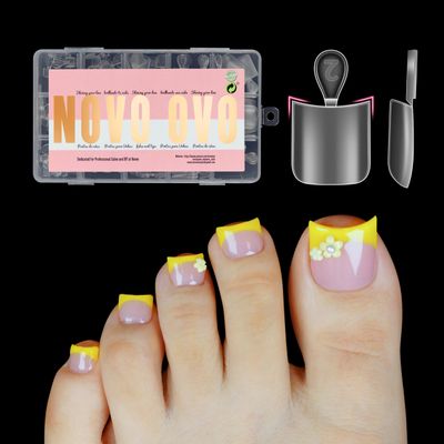 NOVO OVO Sharp Square Thick Toe Nail Tips with Moon Curve, For Medium &amp; Short Nail Beds, Full Cover Press On, Soft Gel False Toenail Extension Kit, Clear Matte Fake Nails Pedicure X 15 Sizes 240 Pcs