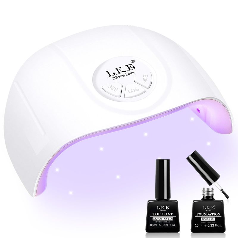 UV Nail Lamp, ARCWEISSO 72W UV Light for Gel Nails with Base and Top Coat Set, Fast Curing UV Lamp for Gel Polish with 21pcs Lamp Beads, 3 Times and Auto Sensor LED Nail Lamp Manicure Gifts for Women