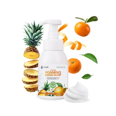 Fuwa3e Pineapple Enzyme Natural Foam Hand Wash Tangerine - 10.1oz 1 Pack - 99 Organic Hand Wash Soap with Fermented Pineapple Peels - Non Toxic Hand Soap Sensitive Skin Safe With Pure Essential Oil
