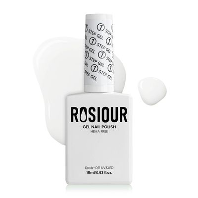Rosiour HEMA-Free White Gel Nail Polish for French Tip, 18 ML One Step Gel Nail Polish 3-in-1, No Need Base and Top Coat Easy DIY Nail Art, Soak Off U V Gel Polish for Women Girl Nail Lovers