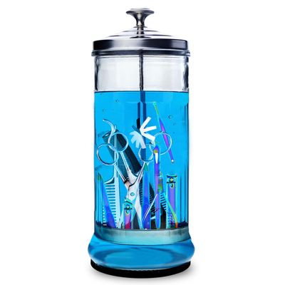 50 Oz Barber Jar, Glass Jar with Removable Basket, Large Barber Jar Container for Salons Supplies, Manicure Jar for Manicure Pedicure Nail Tool