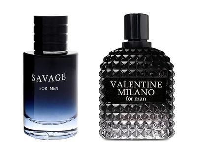 Viaan Krishna SAVAGE FOR MEN and (VALENTINE MILANO Cologne for Men Combo Pack Eau de Parfm Fragrance for Men 3.4oz/100ml, Natural Spray, Long Lasting (Pack of 2))