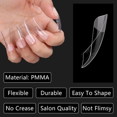 Laza 120pcs Medium Length Duck Nail Tips with Auxiliary Lines 12 Sizes Box-packed Clear Duck Nails Full Cover Wide Nail Tips French False Nail Tips for Acrylic Nails Extension Tips