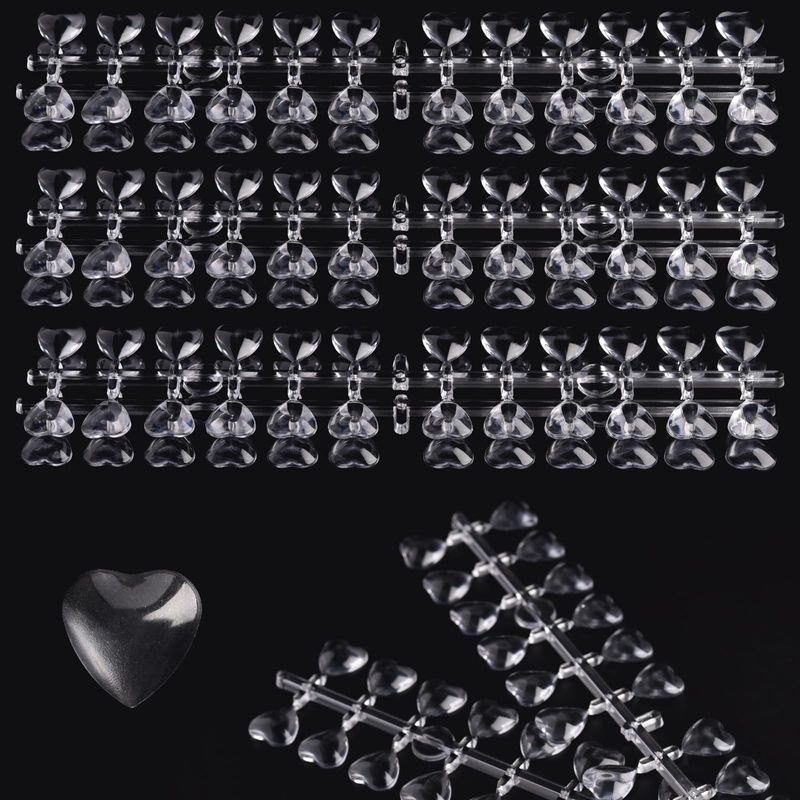 144Pcs siyuwuro Solid Heart False Nail Polish Color Display Tips Clear Nail Art Display Chart Nail Polish Color Card Nail Art Tool for Nail Swatches Training Practicing Cards
