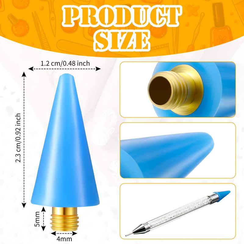 Blulu 16 Pcs Wax Tips for Nail Rhinestones Replacement Diamond Painting Head Tips Rhinestone Picker Tool for Nail Dotting Pen to Pick Up Nail Gem Jewelry, Wax Head Accessories(Assorted Colors)