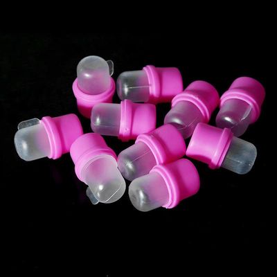 MauSong 10 Pcs Wearable Nail Soak Soakers Polish Remover DIY Acrylic Uv Gel Cap Tip Set (Pink)