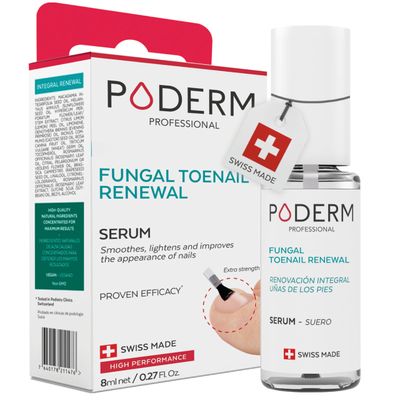 PODERM - 2 in 1 TOENAIL INTEGRAL RENEWAL - Restores Appearance of Discolored/Damaged Nails - Toe and Fingernail Repair - 100 Natural Ingredients and Vegan - Quick &amp; Easy - Swiss Made