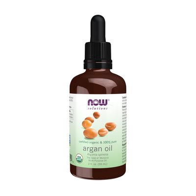 NOW Foods Solutions, Organic Argan Oil, Certified Organic and 100 Pure, Gold of Morocco Multi-Purpose Oil, 2-Ounce