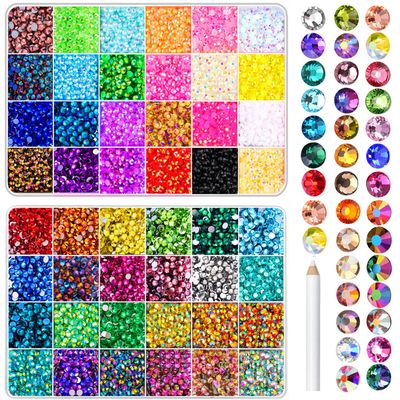 48000Pcs Resin Jelly Rhinestones for Crafting, 48 Color 3mm Flatback Gems for Diamond Art DIY Crafts Clothing Shoes Nail Art Decoration