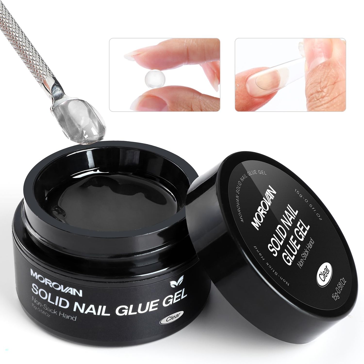 Morovan Solid Nail Glue Gel: 0.5oz Quick-Dry Adhesive for Fashion Women &amp; Girls - Nail Art Extensions Strengthen &amp; Repair Formula (Odorless)