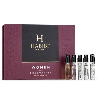 H HABIBI Deluxe Womens Fragrances Discovery Sample Set - Luxury Mini Perfumes for Women - Includes Iris, Magnolia, Jasmine Oud, &amp; Rose Perfume Samples - 6 X 2ml Travel Size Perfume Samples