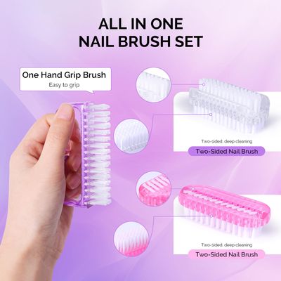 Melodysusie All in One Nail Brush Set, 3 Pack Nail Brushes for Cleaning Fingernails, Nail Dust Brush and Cleaner Scrubbing Set Manicure Pedicure Tools for Men and Women