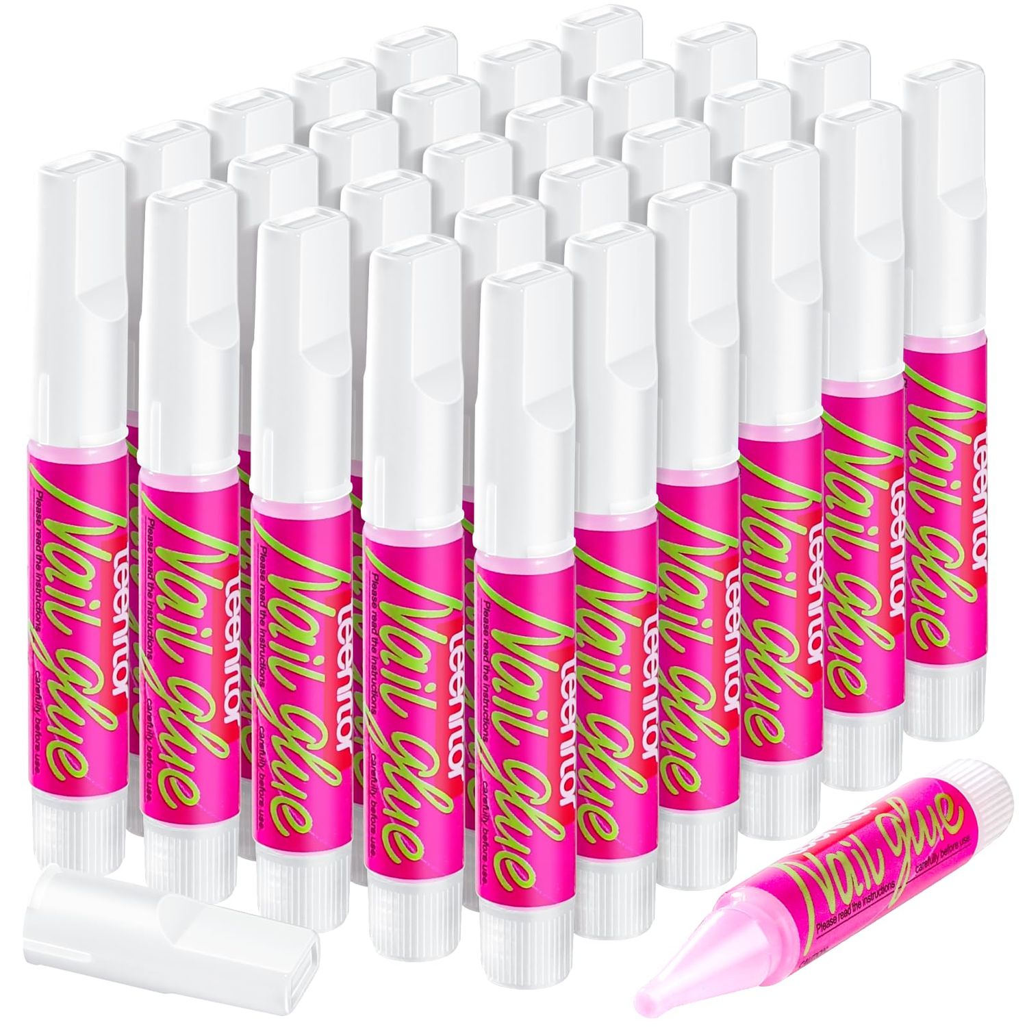 Teenitor 30Pcs Nail Glue for Acrylic Nails, Strong Nail Glue for Press Ons Nails, Nail Glue Bulk for Broken Nail Nail Bond Glue, Super Glue for Nails Fingernail Glue