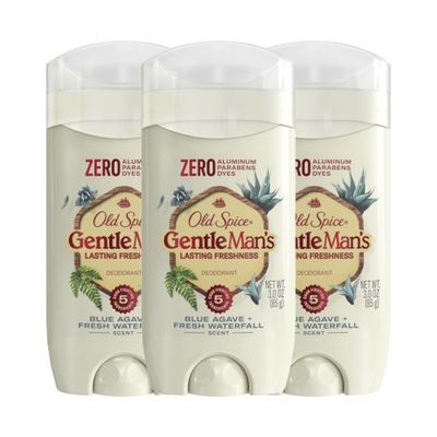 Old Spice GentleMans Aluminum Free Dry Feel Deodorant for Men, 24/7 Lasting Freshness, Gentle on Skin with Skin Conditioners, Blue Agave Fresh Waterfall Scent, 3.0 oz (Pack of 3)