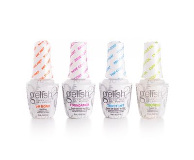 Gelish MINI Fantastic Four Kit - 9mL Each pH Bond Nail Prep, Foundation Base Gel, Top It Off Sealer Gel &amp; Nourish Cuticle Oil - Professional Manicure Essentials