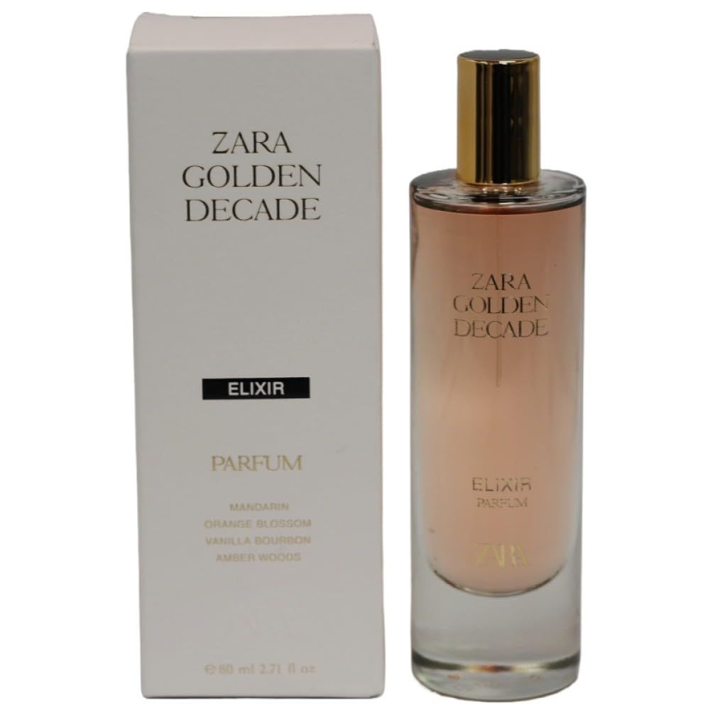 Zara Golden Decade Elixir Parfum for Women EDP Eau de Parfum 80ml (2.7 fl oz) Hypnotic &amp; Elegant Fragrance with Jasmine, Orange Blossom, Mandarin &amp; Sweet Lavender Warm &amp; Addictive Scent