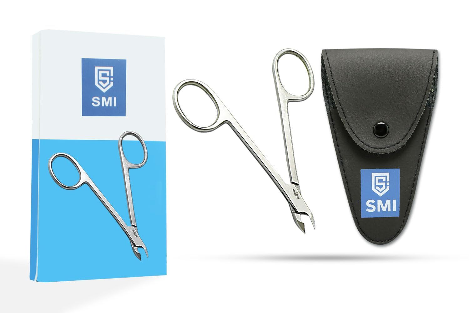 SMI - Scissor Style Cuticle Remover Cuticle Trimmer Manicure Pedicure Nail Care Cuticle Nipper Cutter for Women Men Stainless Steel Clipper with Travel Case