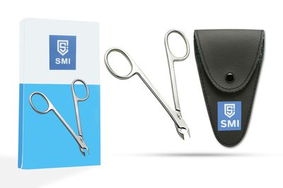 SMI - Scissor Style Cuticle Remover Cuticle Trimmer Manicure Pedicure Nail Care Cuticle Nipper Cutter for Women Men Stainless Steel Clipper with Travel Case