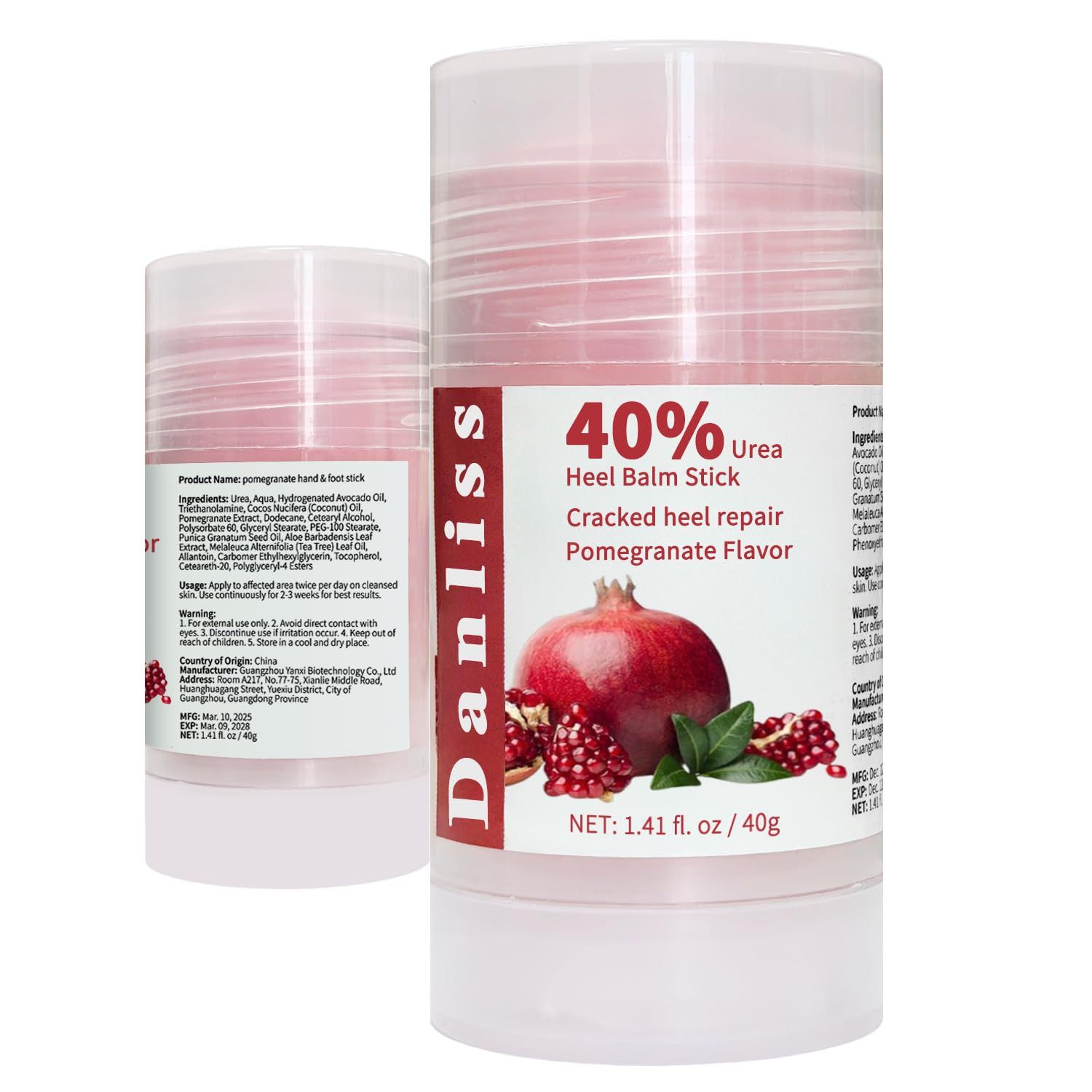 40 Urea Heel Balm Stick Intensive Cracked Foot Repair Miracle Foot Repair Cream for Calluses and Dry Feet Soothing Moisturizer Callus Remover 1.41 Oz (Pomegranate Flavour)