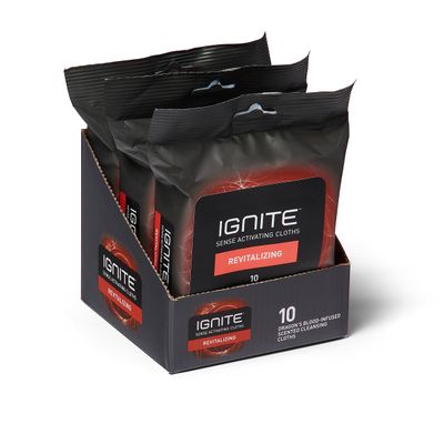 Ignite Mens Body Wet Wipes, Extra Thick 8 x 8 Shower Wipes, Revitalizing Scent, 10 Count (Pack of 3)