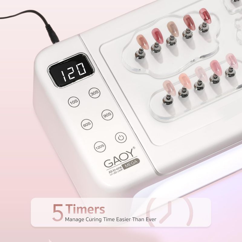 GAOY Professional Nail Curing Lamp for Salon, Mega UV LED Light for Gel Nails with Arm Rest and Retractable Tray, 5 Timers, LCD Display and Infrared Sensor