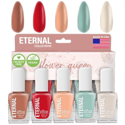 Eternal Pastel Nail Polish Sets for Women (FLOWER QUEEN) - Pastel Nail Polish Set for Girls | Lasting &amp; Quick Dry Regular Nail Polish Set for Home DIY Manicure| Made in USA, 13.5mL (Set of 5)