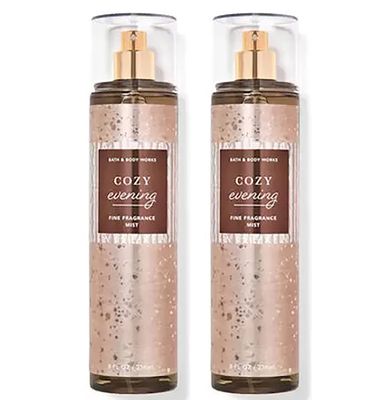 Bath &amp; Body Works Cozy Evening Fine Fragrance Body Mist Gift Set 8 oz Pack Lot of 2 (Cozy Evening)
