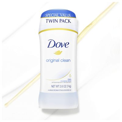 Dove Antiperspirant Deodorant 24-hour Sweat Protection Original Clean Deodorant for Women 2.6 oz, 2 Count