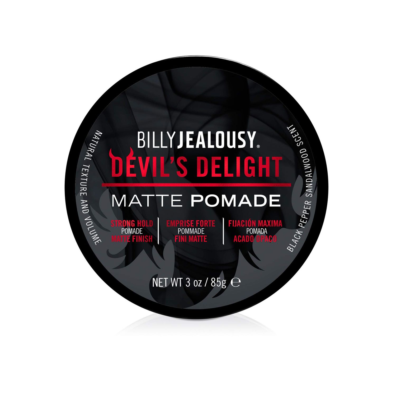 Billy Jealousy Devils Delight Matte Pomade for Men Adds Volume and Definition, Strong Hold Water-Based Formula with Black Pepper Sandalwood Scent, 3 Oz.