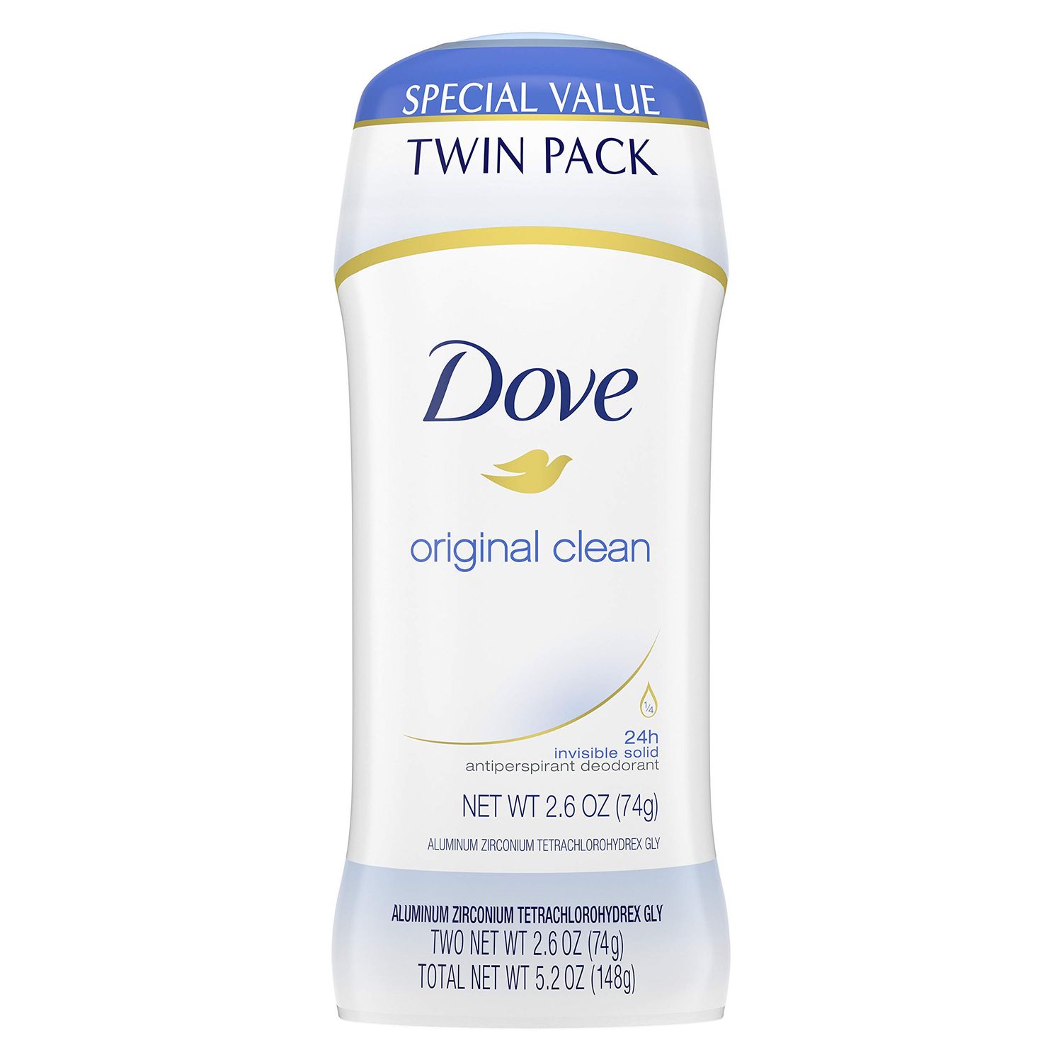 Dove Antiperspirant Deodorant 24-hour Sweat Protection Original Clean Deodorant for Women 2.6 oz, 2 Count