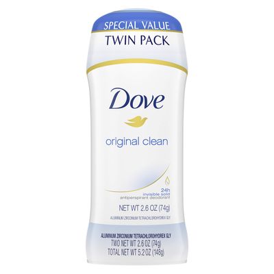 Dove Antiperspirant Deodorant 24-hour Sweat Protection Original Clean Deodorant for Women 2.6 oz, 2 Count