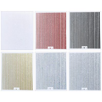 3D Glitter Lines Nail Stickers Holographic Nail Art Stickers Metal Stripe Nail Decals Self Adhesive Geometric Strip Line Nails Stickers Women DIY Nail Supplies,6 Colors/Set