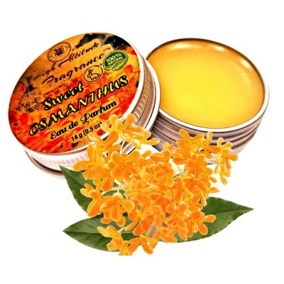 Sweet OSMANTHUS Perfume - Eau de Parfum - Solid Balm - Aromatherapy Essential Oils (Osmanthus Fragrans, Tangerine, Neroli, Jasmine, Honeysuckle, Vanilla) - Natural Fragrance - 0.5oz
