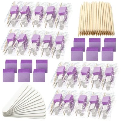 120 Sets Disposable Manicure Kit Basics 3 Pieces Nail Kit, White Wood Nail File 180/180 Grit, Orange Mini Buffer 100/180 Grit, Individually Packed Mini Pedicure Set for Fingernails Toenails