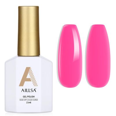 AILLSA Hot Pink Gel Nail Polish Rose Sugar Bright Color Gel Polish Purple Pink Neon Gel Polish for Nail Art Soak Off U V Gel Summer Nails for Home Salon Holiday Gift for Women 0.51 Fl Oz /GB103