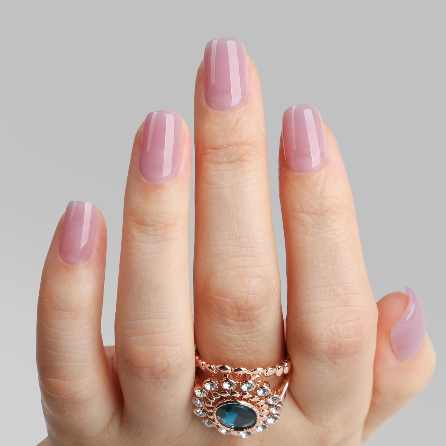 Polychrome&amp;air Press On Nails- Lilac Dream | Short Squoval Solid Violet Press On Nails | 15 Sizes 30 Opaque Glossy Soft Gel False Nails | Reusable Fake Nails with Glue On Nails Kit | Salon Quality