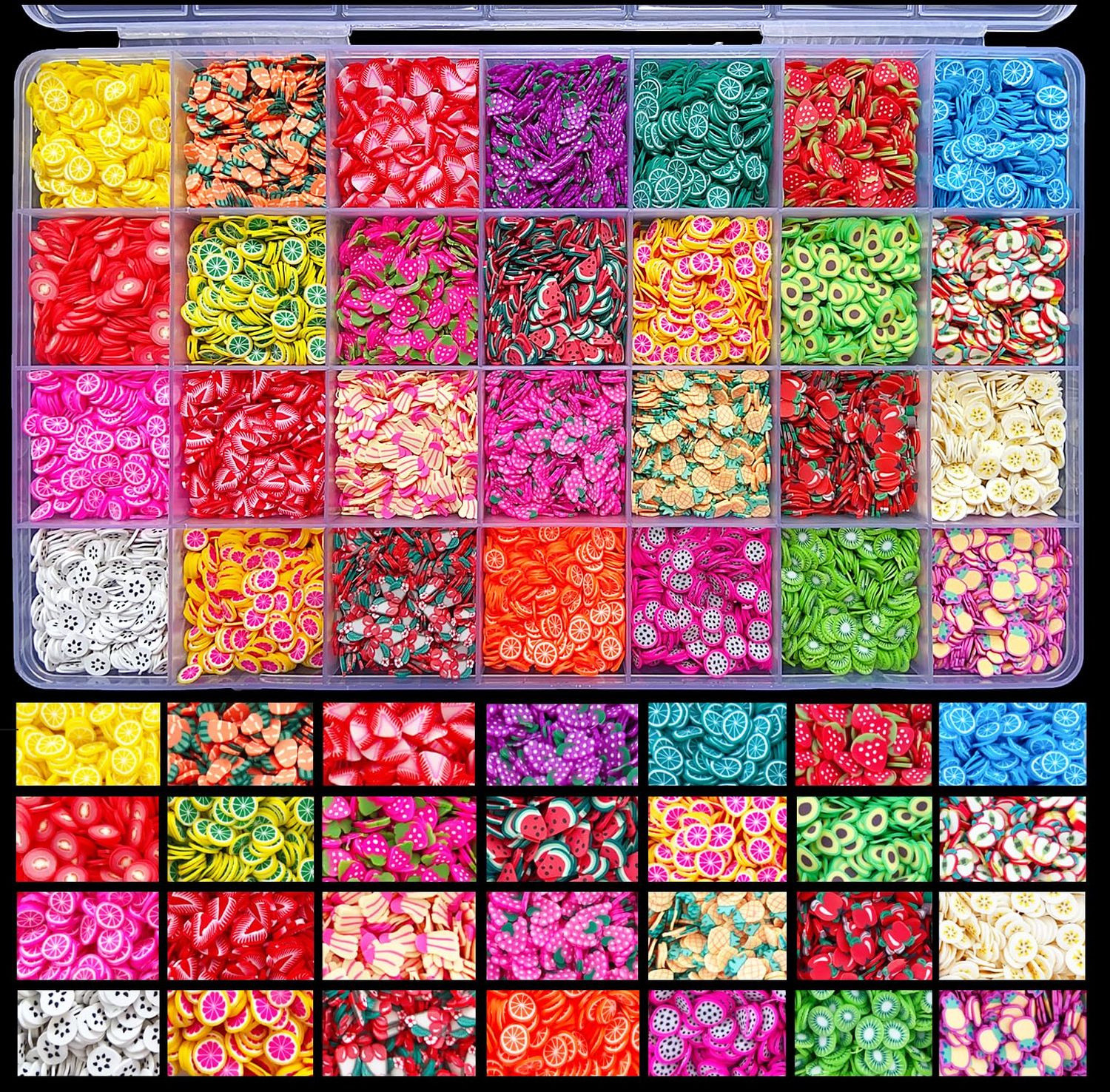 EHOPE 17500Pcs Polymer Fruit Slices for Nail Art - 3D Clay Slices for DIY Crafts, Cellphone Decorations (28 Styles)
