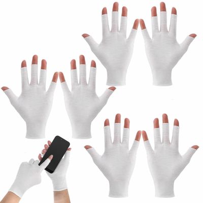3 Pairs Cotton Gloves, 100 White Cotton Moisturizing Gloves for Dry Hands, Fingerless Touchscreen Design for Sleeping Eczema Spa Treatment Overnight Hydration Unisex Size