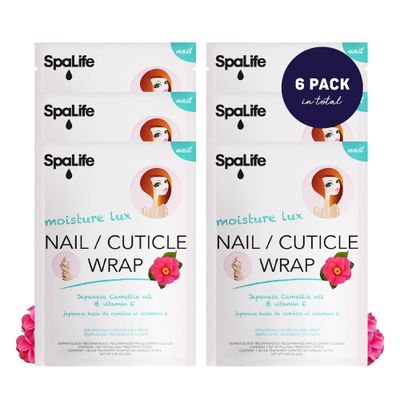 SpaLife Japanese Camellia Oil &amp; Vitamin E Nail Cuticle Wrap 6-Pack (60 Count) - Moisturizing Nail Masks, Dermatologist Recommended, Hydrating Cuticle Repair Mask for Brittle Nails, Nail Spa Treatment